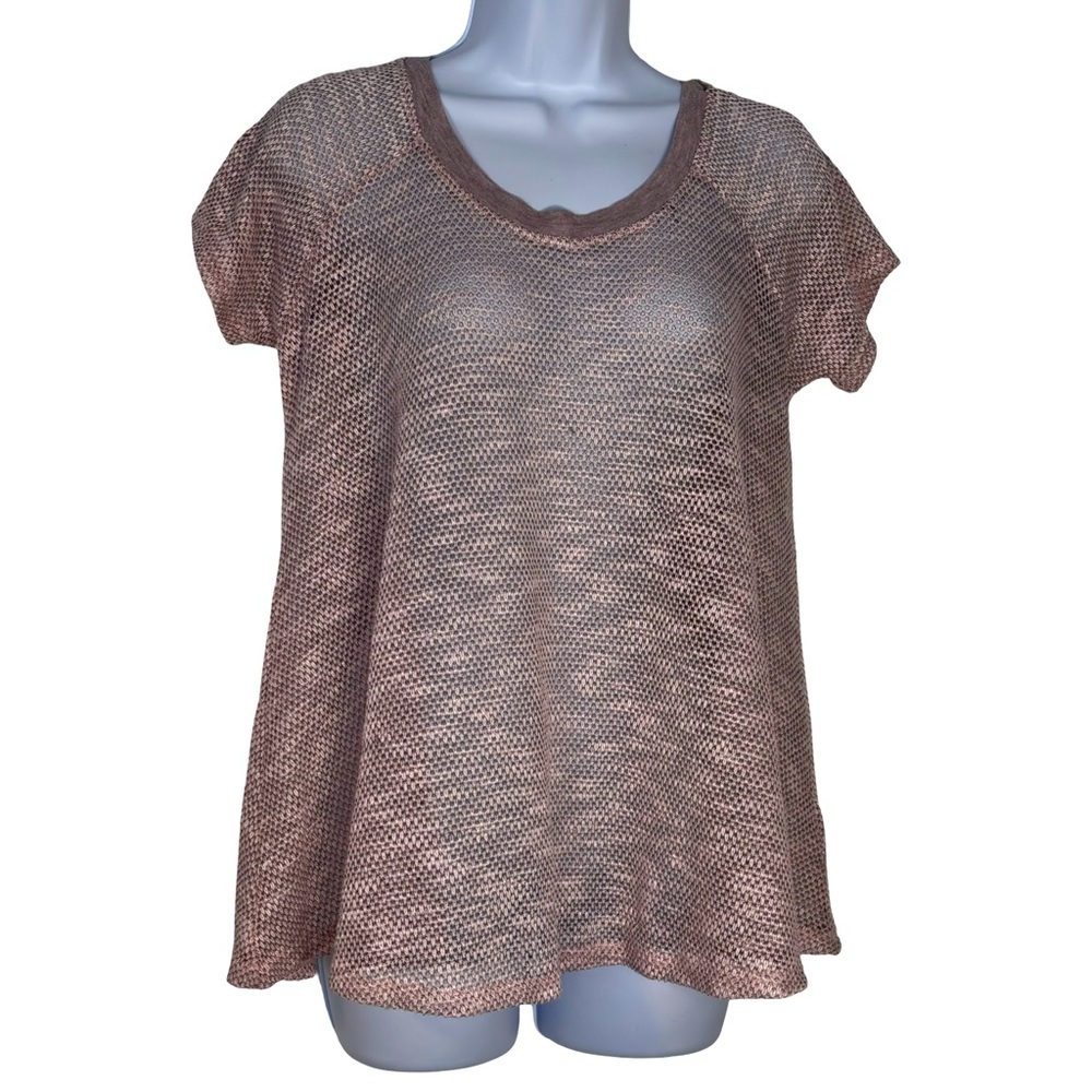 Anthropologie Eri+ Ali pink rose short sleeve net top XS oversized New